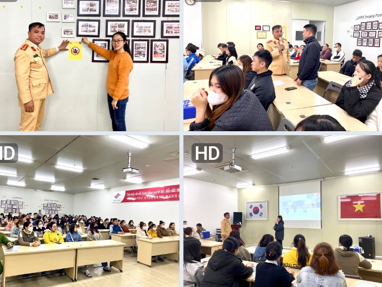 Công an huyện An Dương tuyên truyền phòng chống tai nạn giao thông cho công nhân khu công nghiệp Tràng Duệ